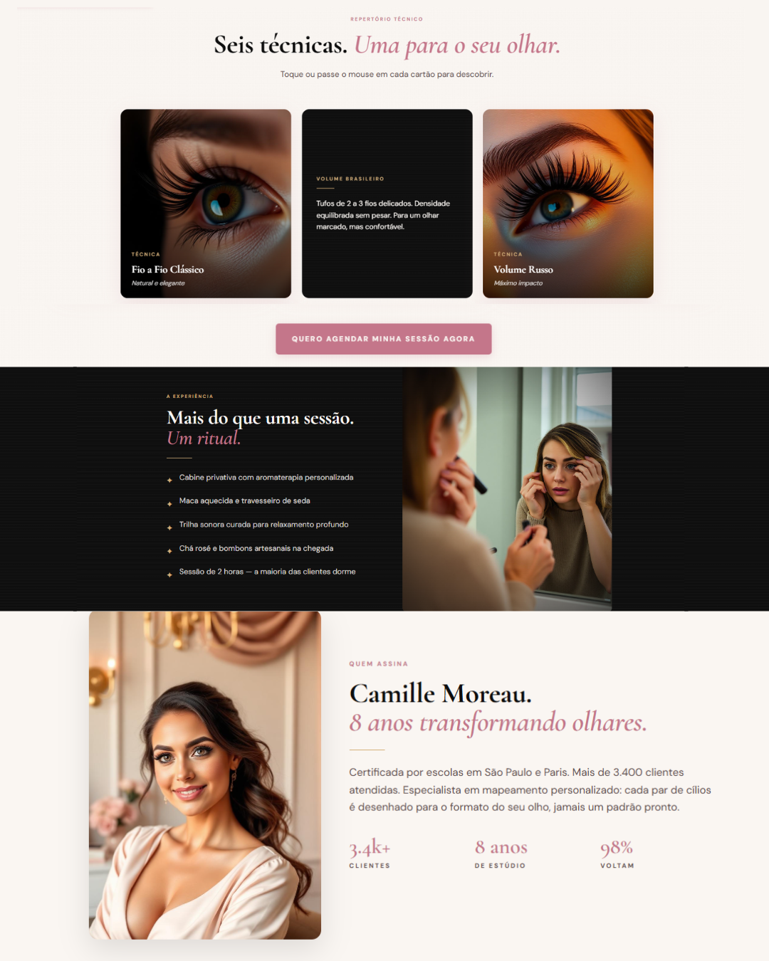 Landing page de agendamento — Estética